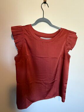 Maurices Rust Red Ruffle Cap Sleeve Blouse